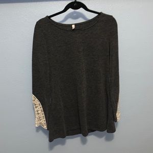 grey sweater with lace details - pinkblush- sz L